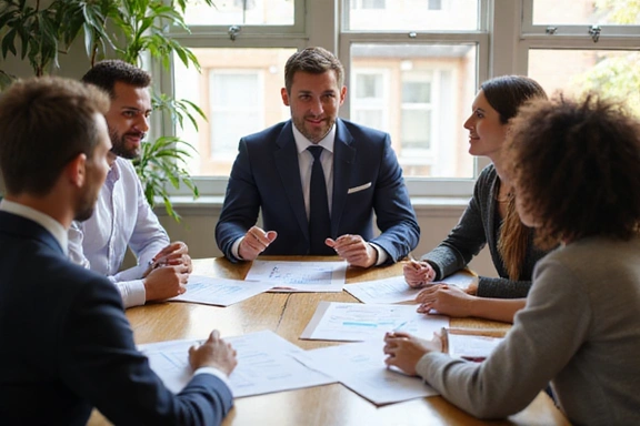 Financial advisor discussing strategy with clients
