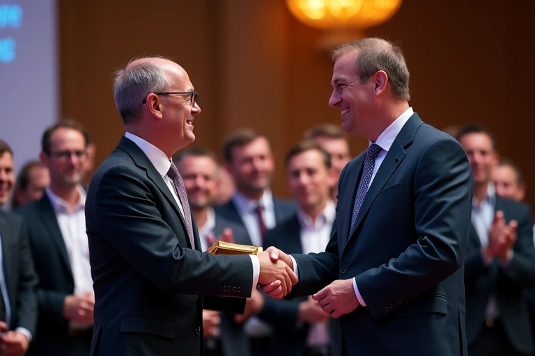 Financial advisor receiving industry award