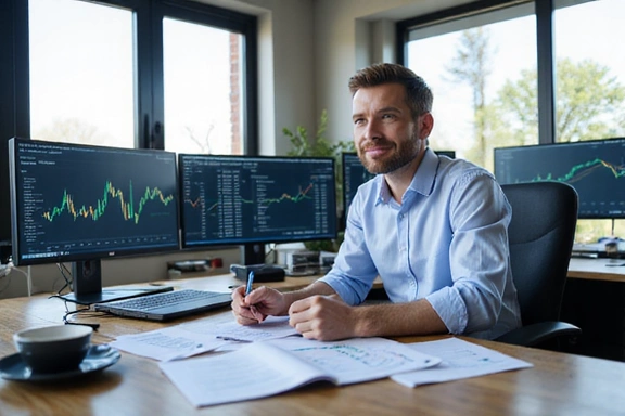 Professional financial advisor working at desk